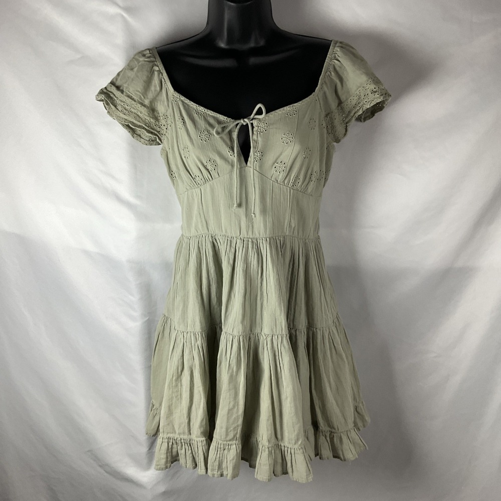 American Eagle Women's Small‎ Juniors  Flutter Ruffle Sage Mini Dress Summer